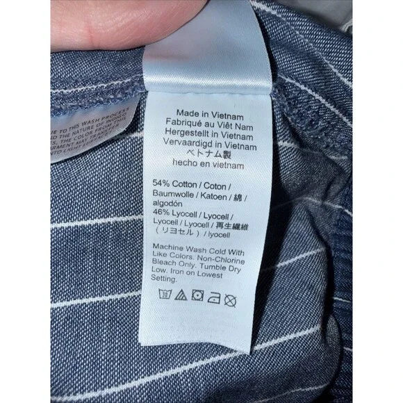 J.Crew Blue Stripe Chambray Pull On Shorts Nautical Coastal Elastic Waist Sz M - Picture 7 of 11